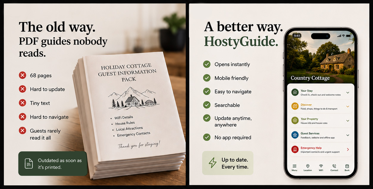 Hostyguides pdf vs digital guest guidebook