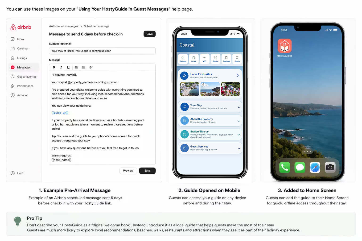 Send your welcome guest guidebook via Airbnb messages