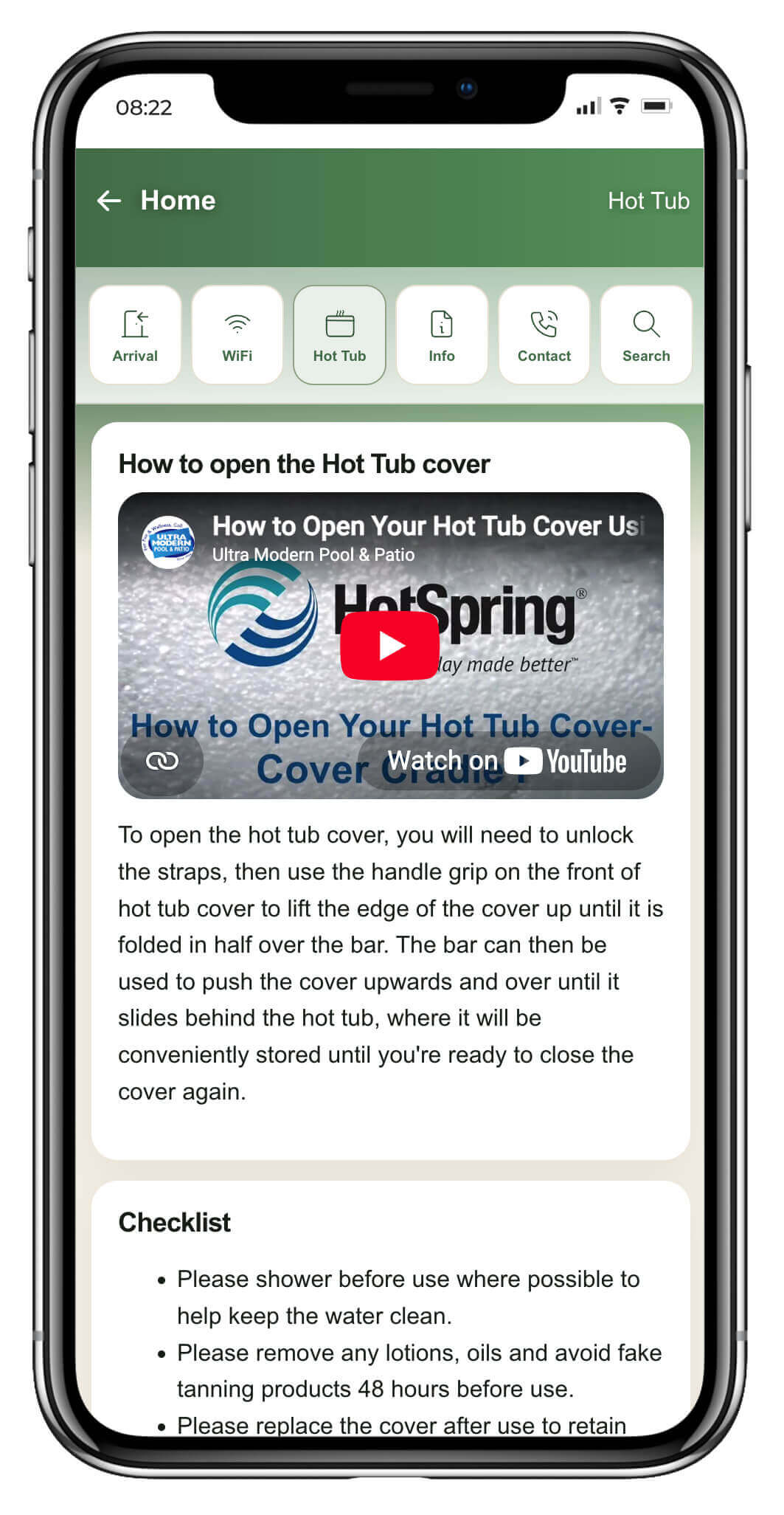 Digital guest guidebooks with custom pages for Hot Tubs, Dogs, Saunas and more