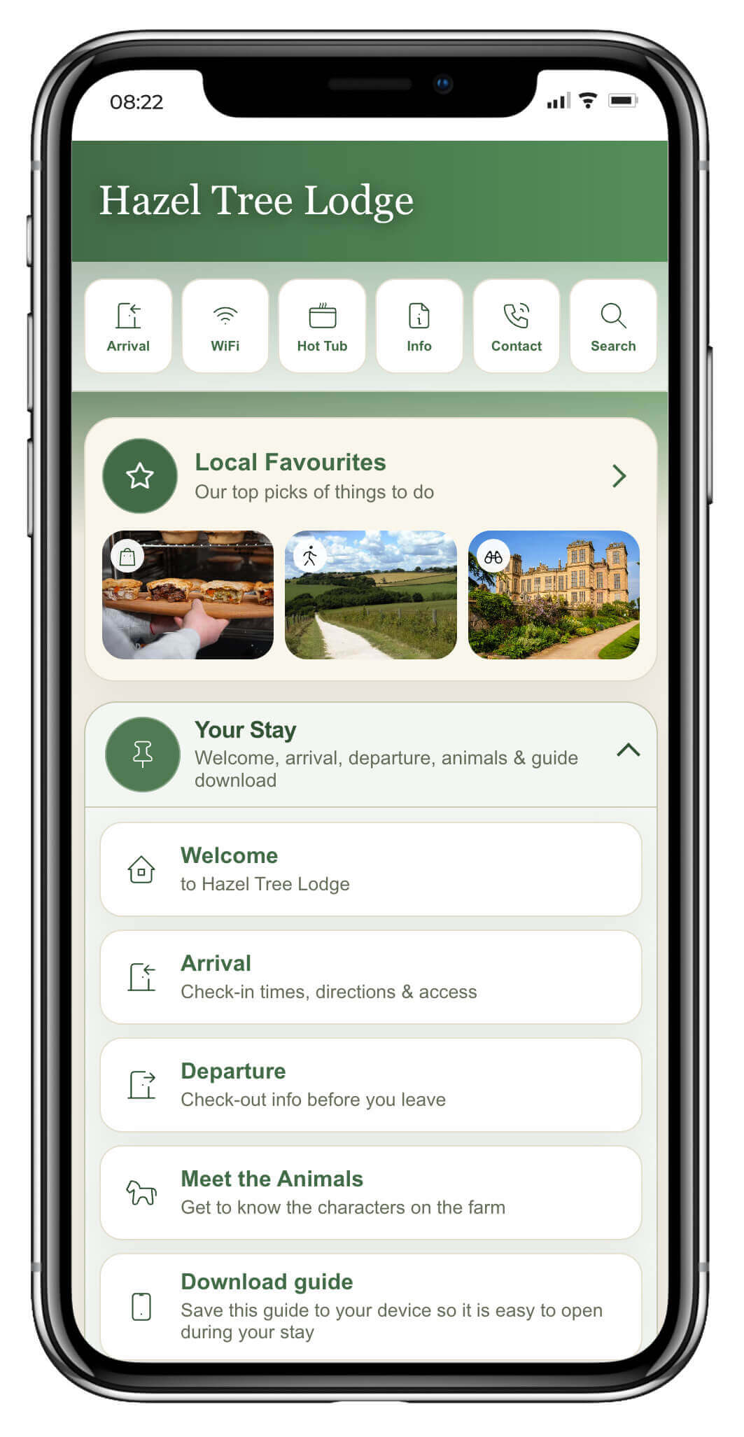 Hazel Tree Lodge Digital Guest Guidebook Experience