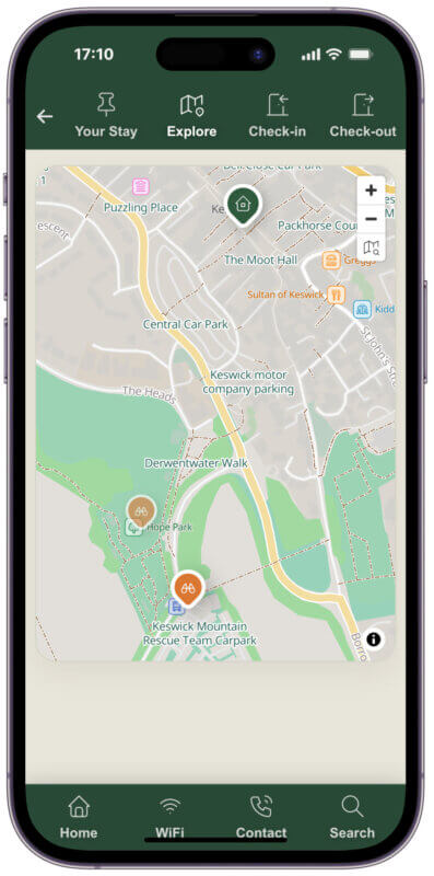 Digital guest guidebook with built in maps