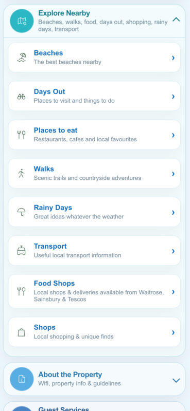 Guest guidebook with Local Recommendations
