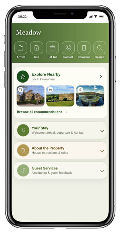 Meadow Digital Guest Guidebook for Holiday Cottages on Airbnb