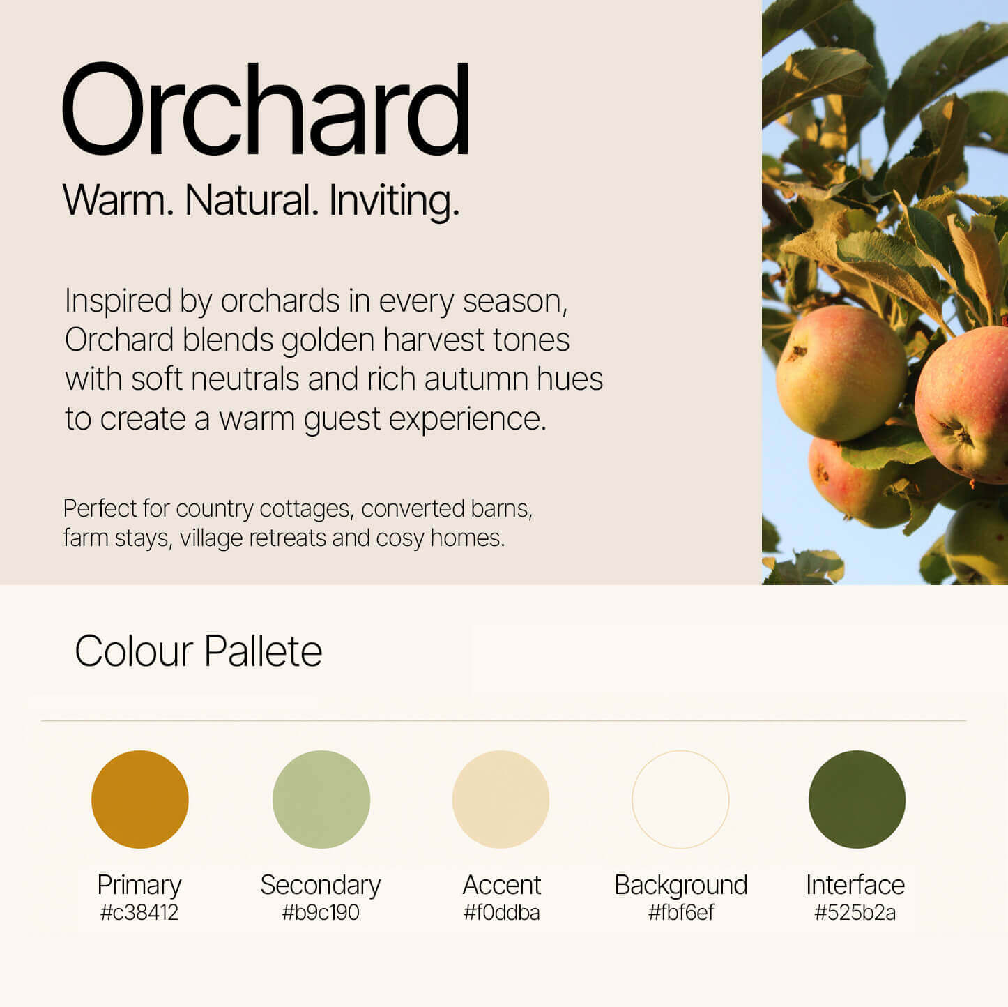 Orchard theme digital guest guidebooks