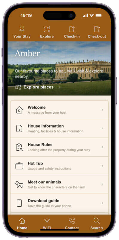 Amber digital guest guidebook for holiday homes