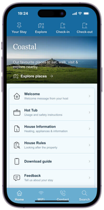 Coastal digital guest guidebook for holiday lets