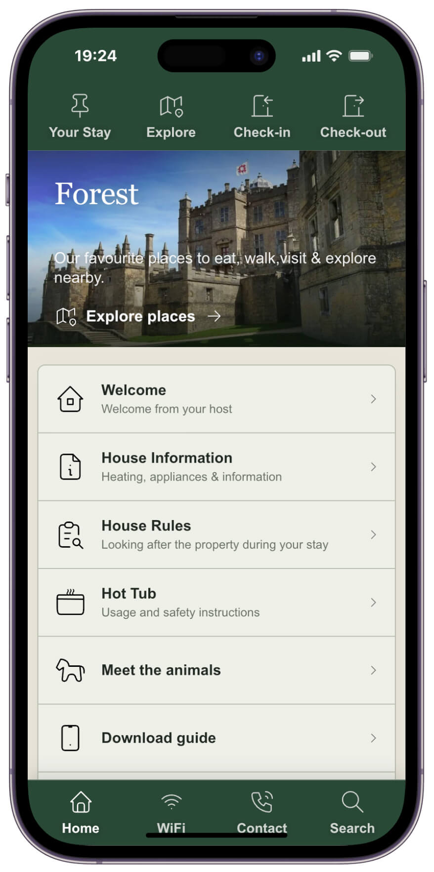 Forest digital guest guidebook for holiday properties